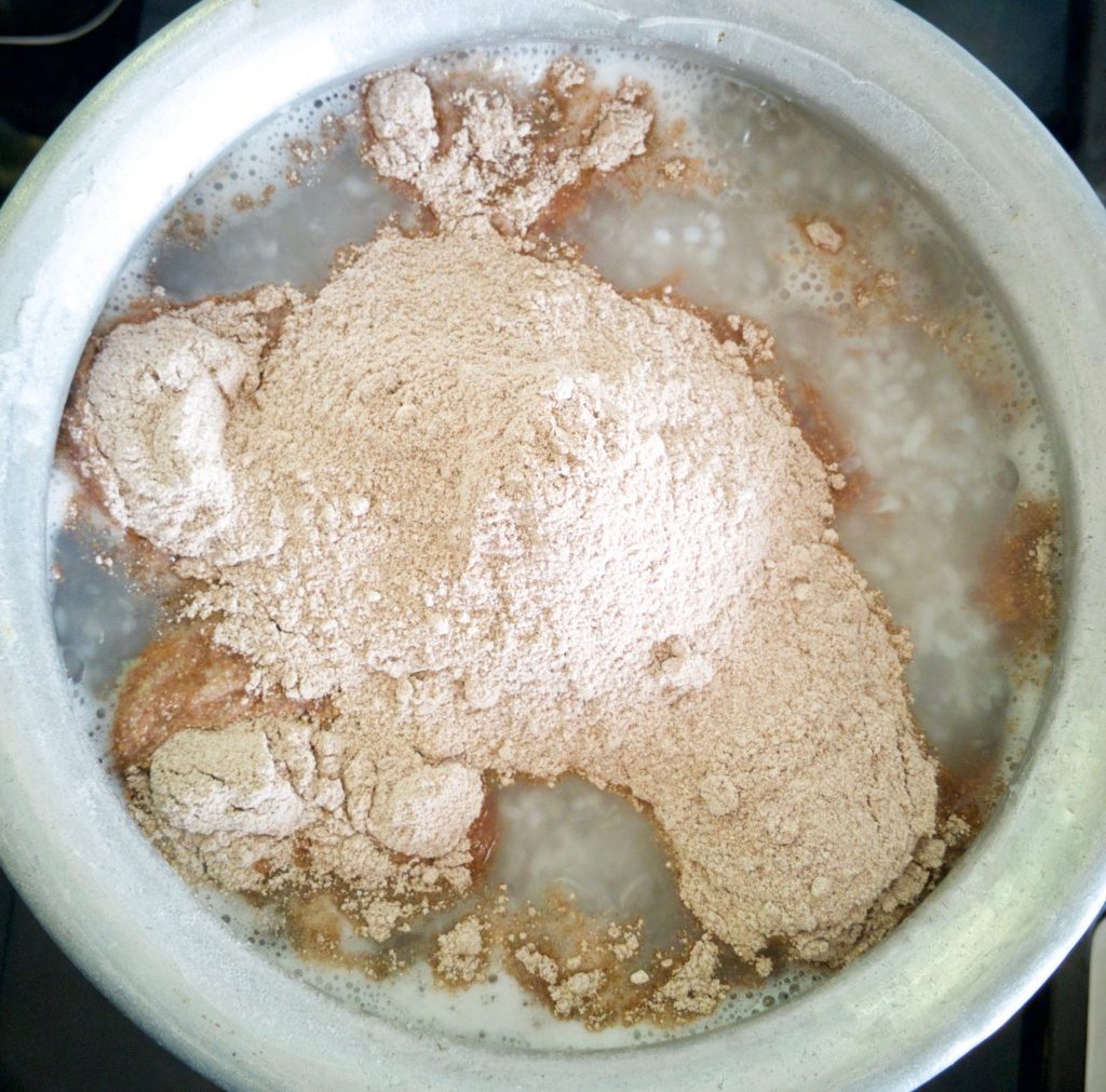 adding ragi flour