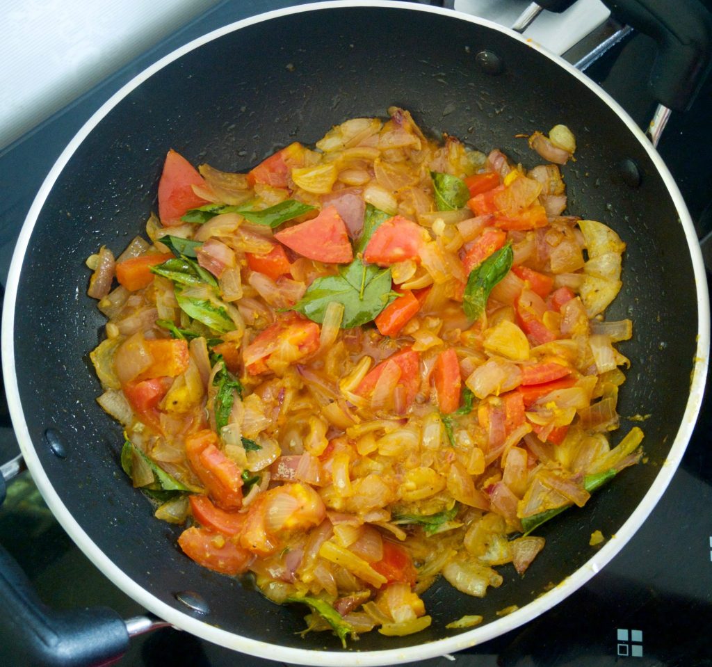 frying of veggis Rayalaseema Votithonakalu(Jerk lamb curry)